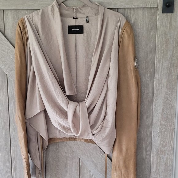 RUDSAK, one of a kind leather jacket, size M, coffe blend collors - Picture 2 of 15